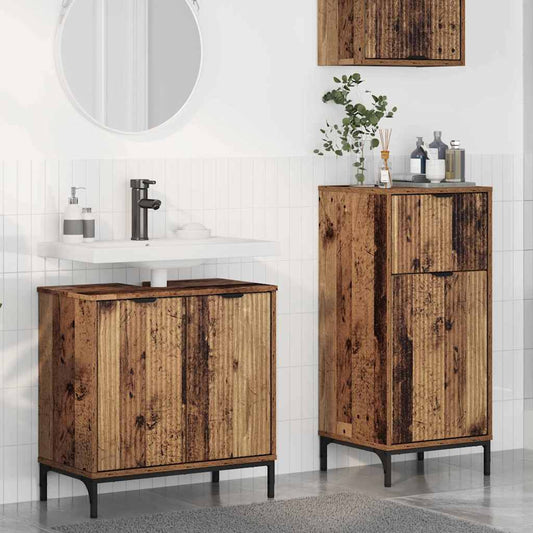 Set di mobili per il bagno con cassetto 2 pcs Legno vecchio | homemem39