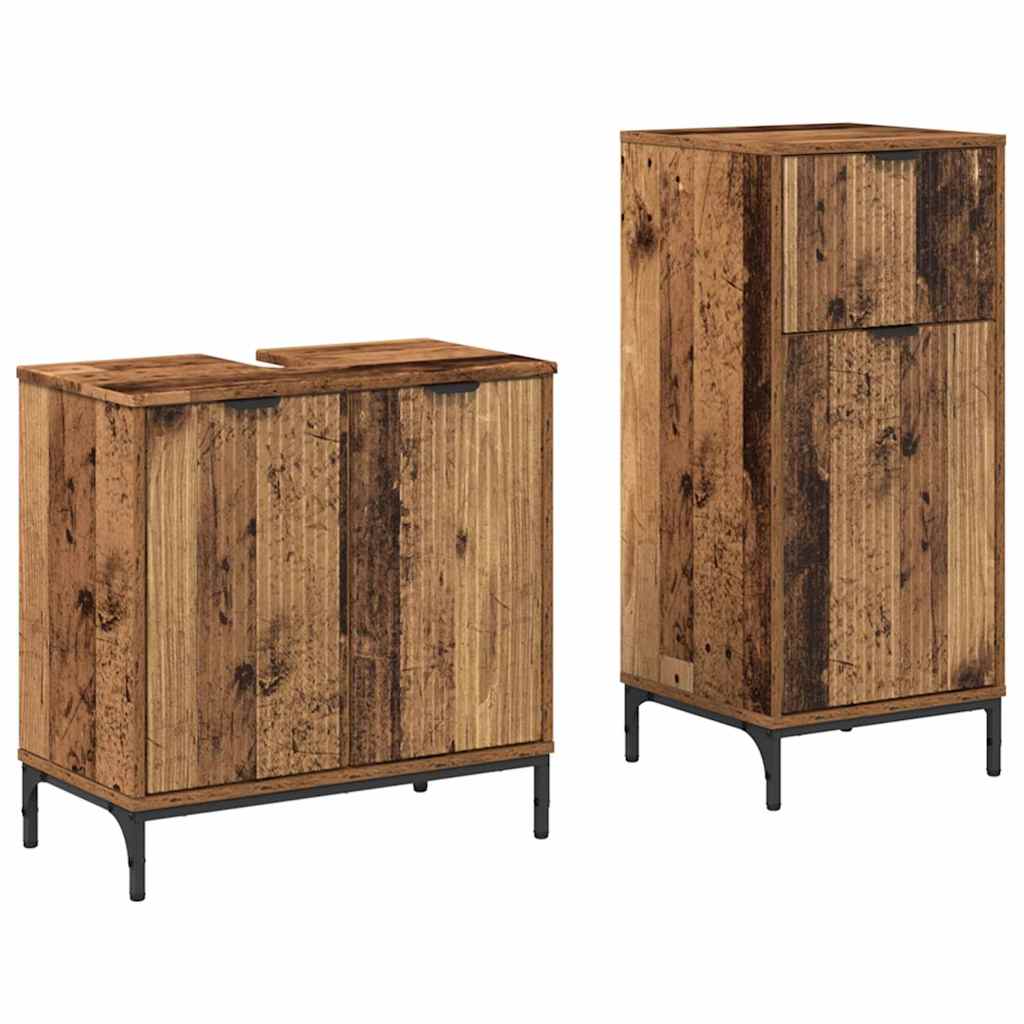 Set di mobili per il bagno con cassetto 2 pcs Legno vecchio | homemem39