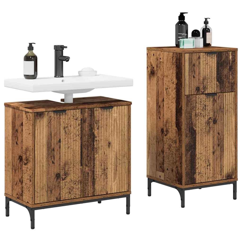 Set di mobili per il bagno con cassetto 2 pcs Legno vecchio | homemem39