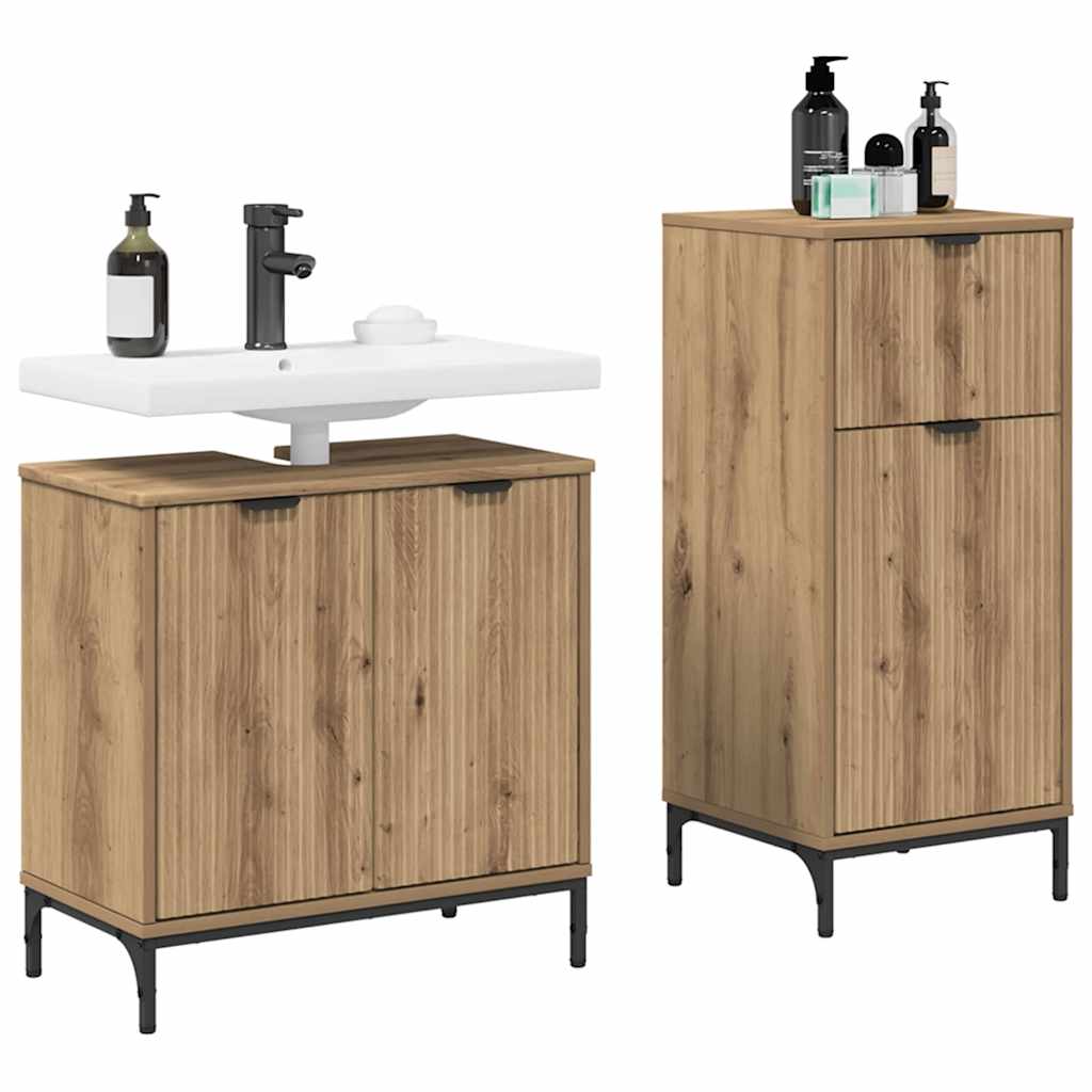 Set di mobili per il bagno 2 pz Rovere artigianale | homemem39
