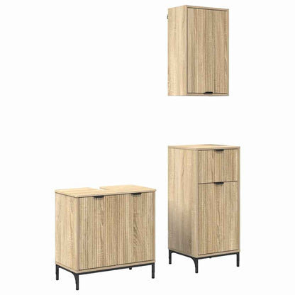 Set di mobili per il bagno con cassetto 3 pcs rovere sonoma | homemem39