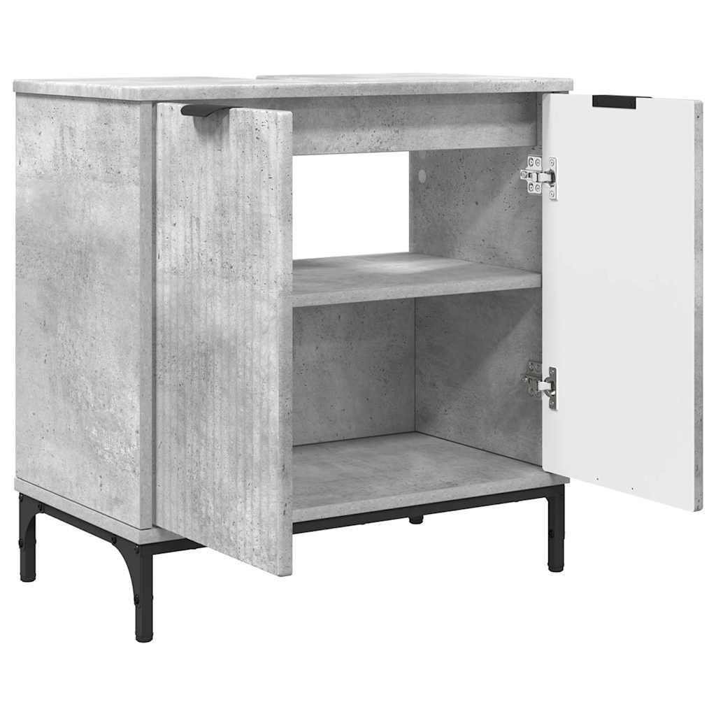 Set di mobili per il bagno con cassetto 3 pcs Grigio cemento | homemem39