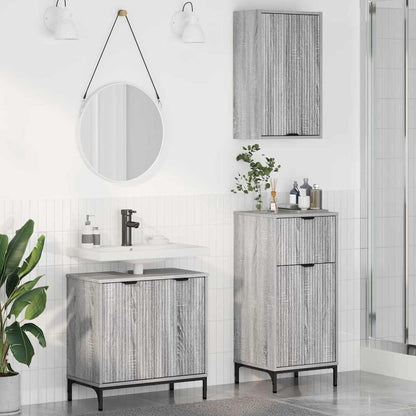 Set di mobili per il bagno con cassetto 3 pcs Grigio sonoma | homemem39