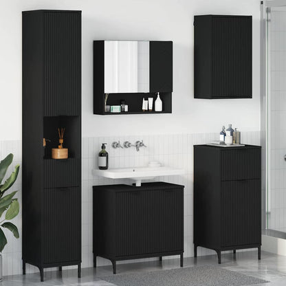 Set di mobili per il bagno Nero Legno ingegnerizzato, Metallo | homemem39