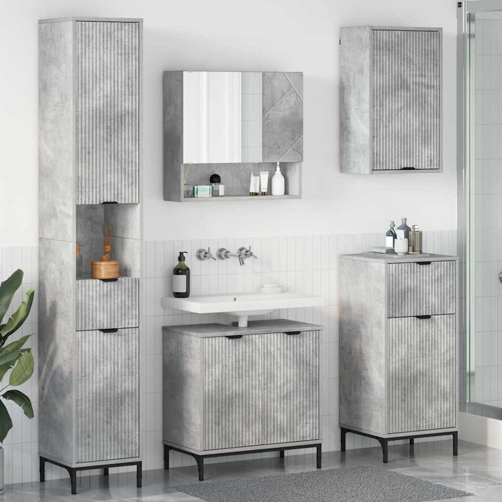 Set di mobili per il bagno con cassetto Grigio cemento