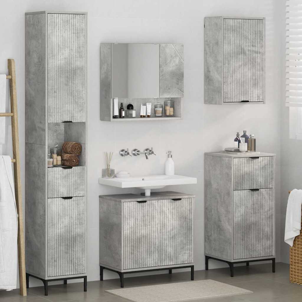 Set di mobili per il bagno con cassetto Grigio cemento | homemem39