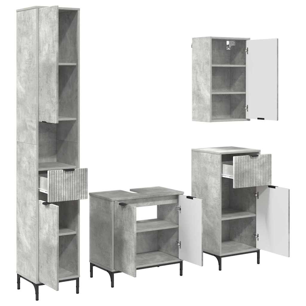 Set di mobili per il bagno con cassetto Grigio cemento