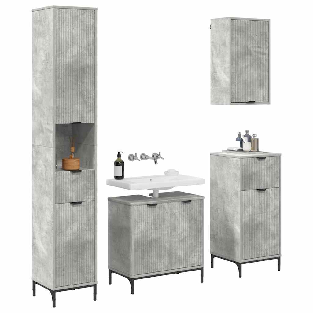 Set di mobili per il bagno con cassetto Grigio cemento | homemem39