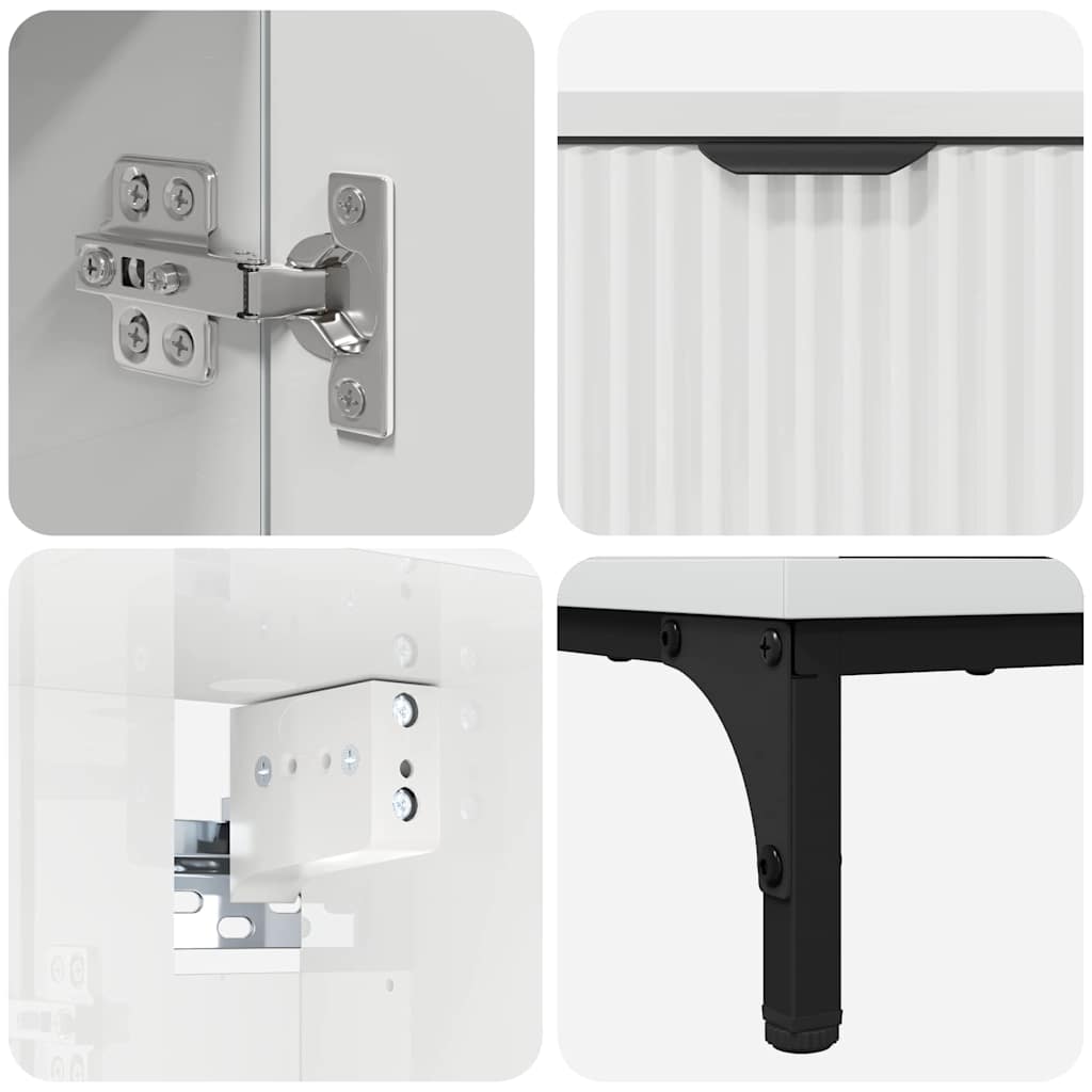 Set di mobili per il bagno con cassetto con porta Bianco Lucido | homemem39