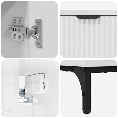 Set di mobili per il bagno con cassetto con porta Bianco Lucido | homemem39