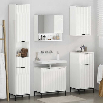 Set di mobili per il bagno con cassetto con porta Bianco Lucido | homemem39