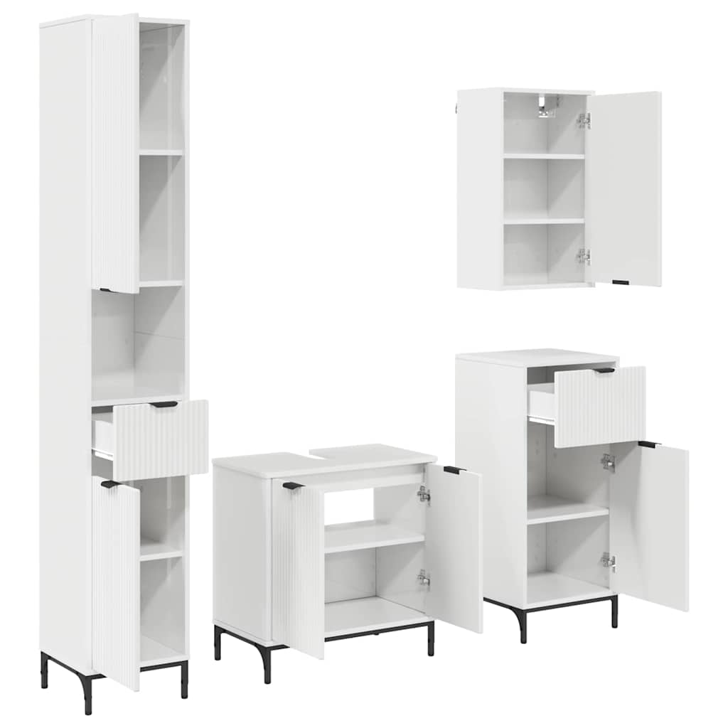 Set di mobili per il bagno con cassetto con porta Bianco Lucido | homemem39