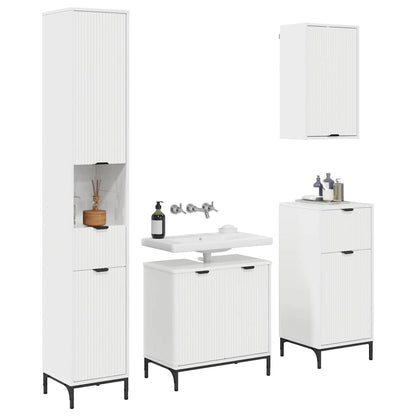 Set di mobili per il bagno con cassetto con porta Bianco Lucido | homemem39