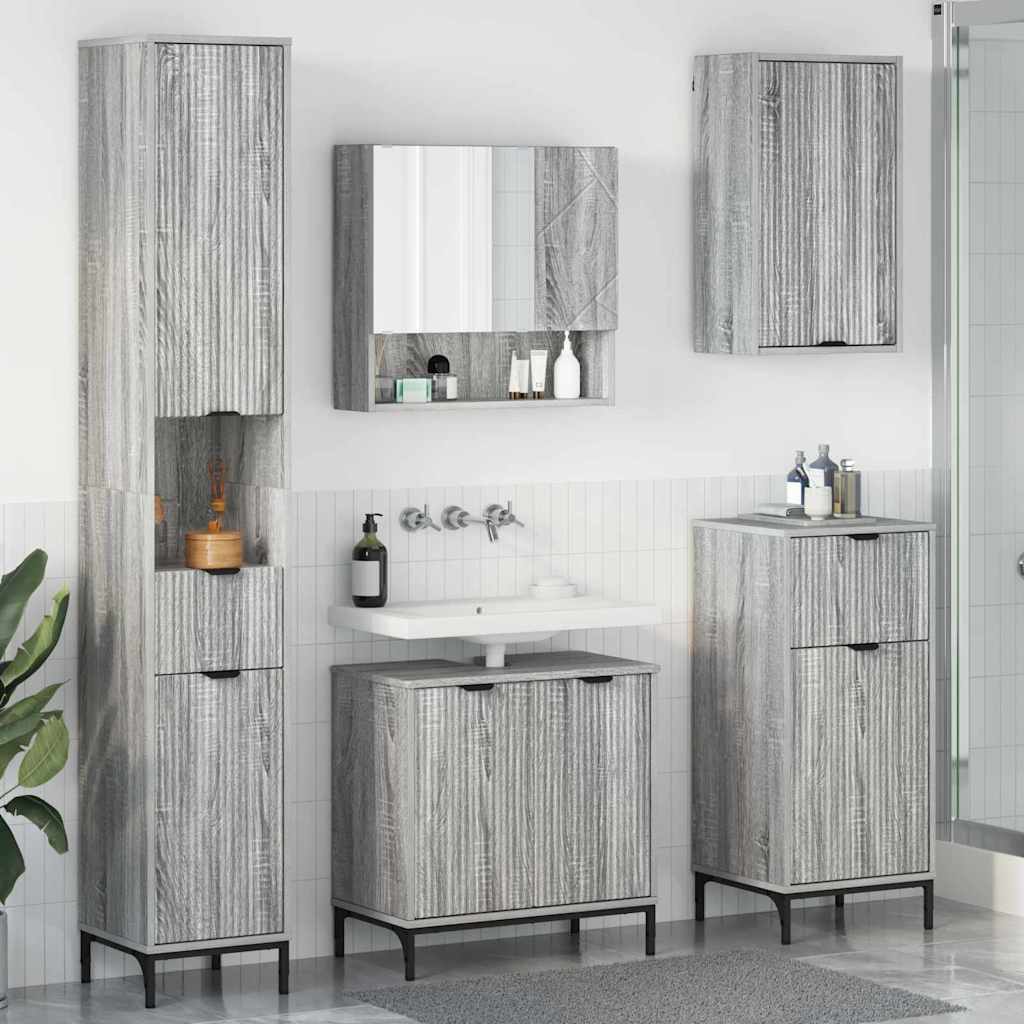 Set di mobili per il bagno con cassetto con porta Grigio Sonoma | homemem39