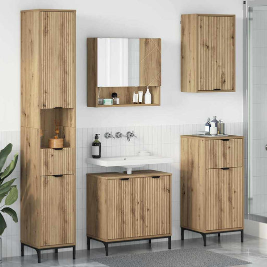 Set di mobili per il bagno con cassetto Rovere artigianale