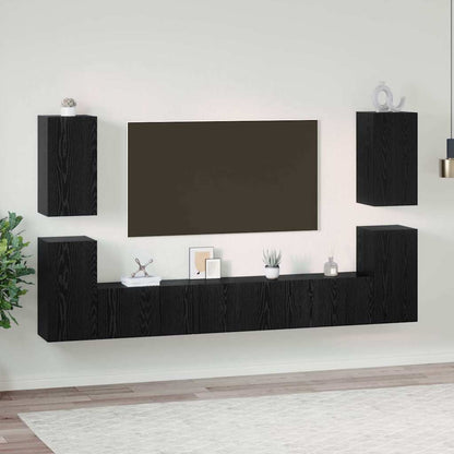 Set mobile TV 7 pcs Rovere nero 60 x 30 x 30 cm