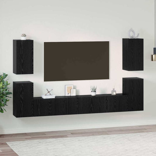 Set mobile TV 7 pcs Rovere nero 60 x 30 x 30 cm