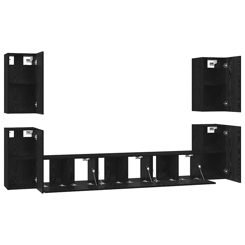Set mobile TV 7 pcs Rovere nero 60 x 30 x 30 cm