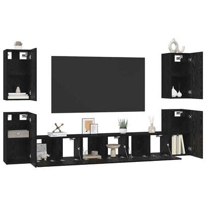 Set mobile TV 7 pcs Rovere nero 60 x 30 x 30 cm