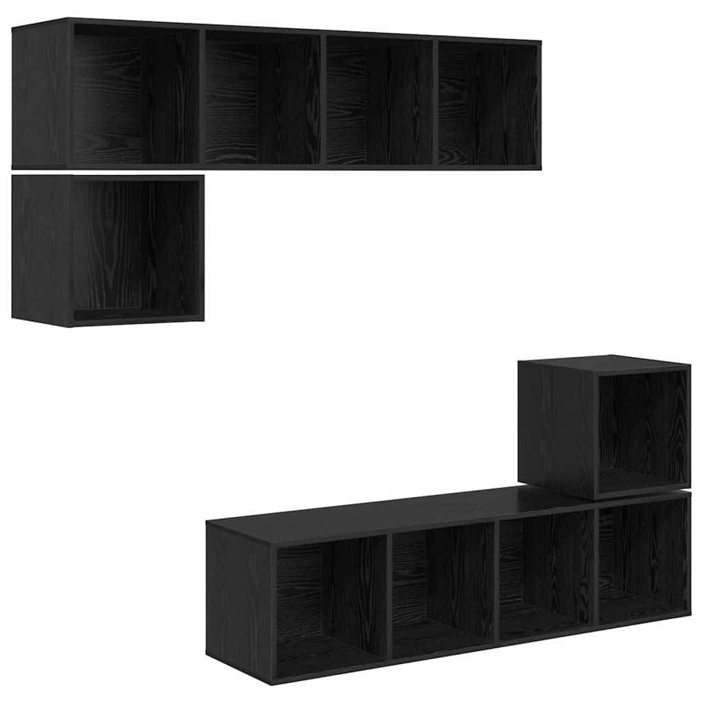 Set mobile TV 4 pcs Rovere nero 37 x 37 x 142.5 cm