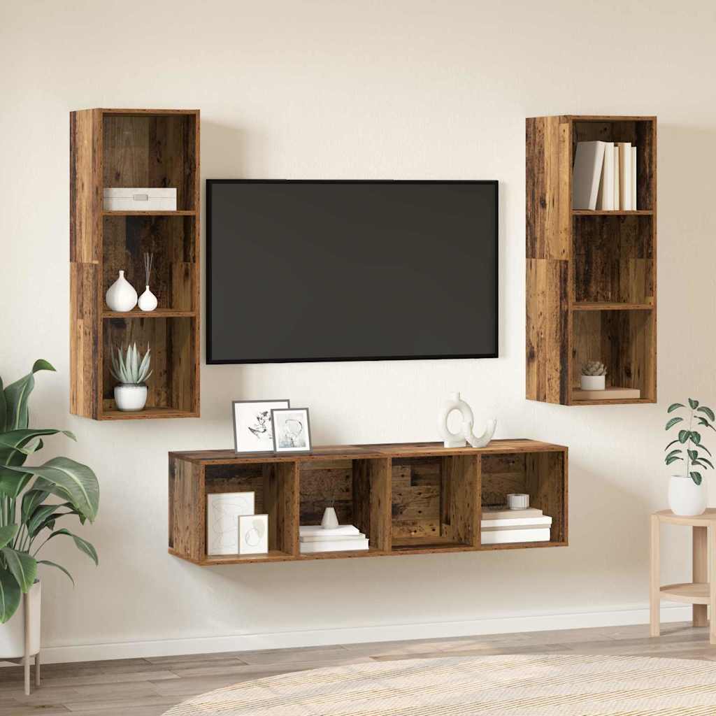 Set di mobili TV 3 pcs Legno vecchio 37 x 37 x 142.5 cm