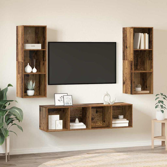 Set di mobili TV 3 pcs Legno vecchio 37 x 37 x 142.5 cm