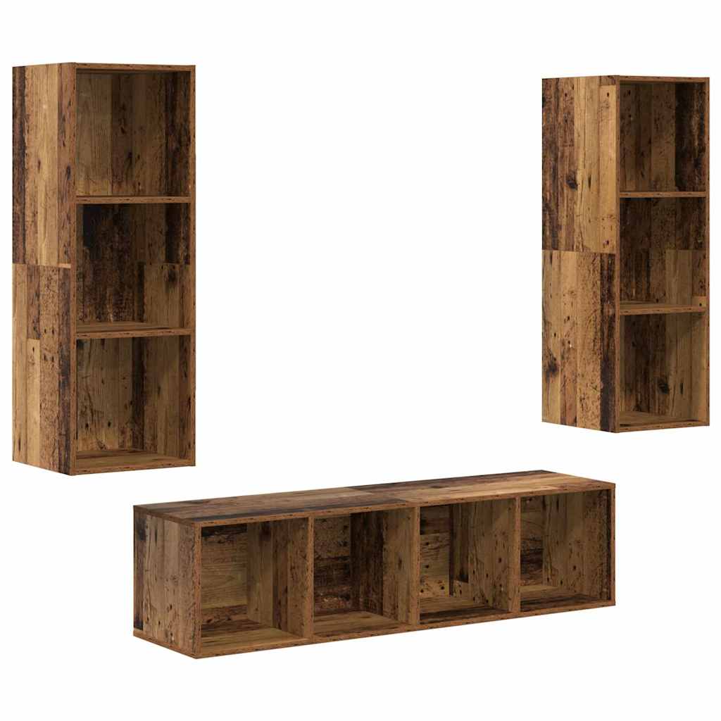 Set di mobili TV 3 pcs Legno vecchio 37 x 37 x 142.5 cm