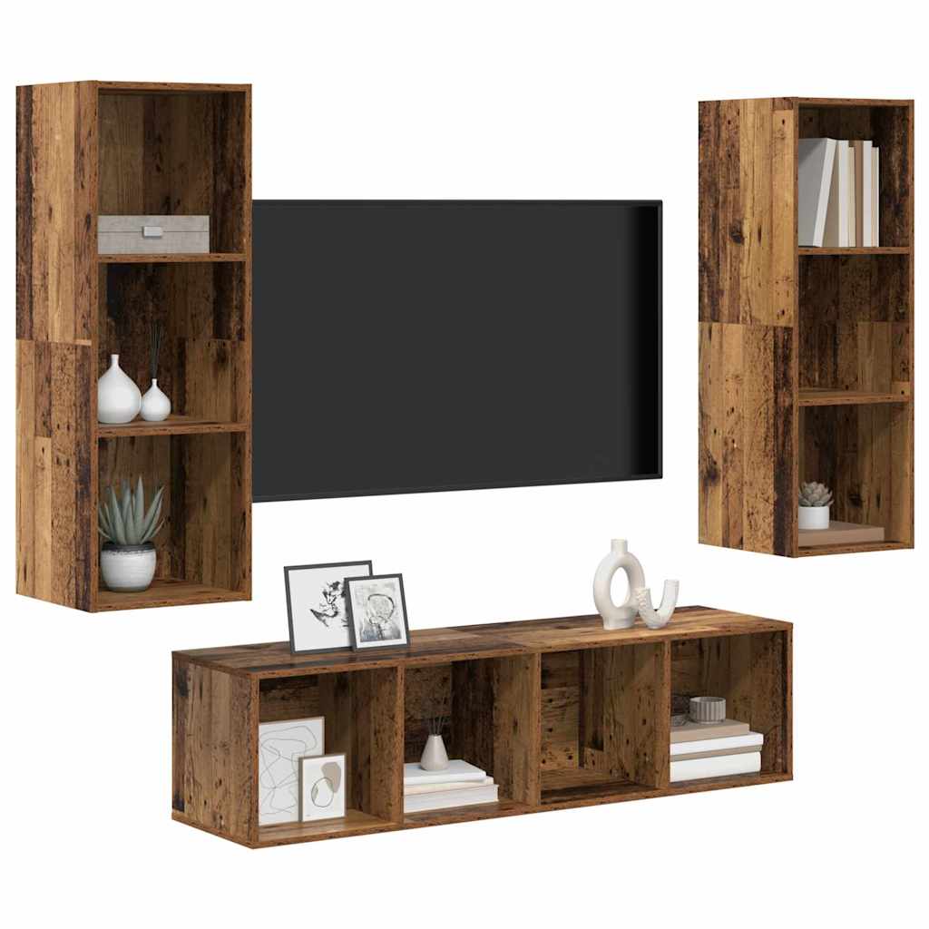 Set di mobili TV 3 pcs Legno vecchio 37 x 37 x 142.5 cm