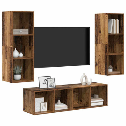 Set di mobili TV 3 pcs Legno vecchio 37 x 37 x 142.5 cm