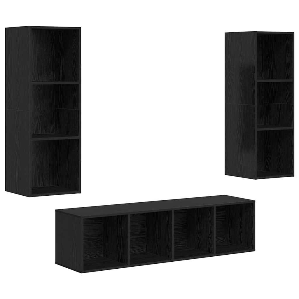 Set di mobili TV 3 pcs Rovere nero 37 x 37 x 142.5 cm