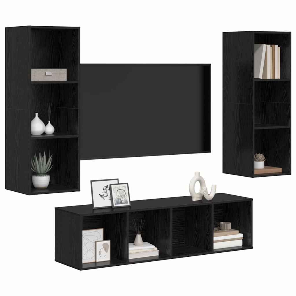 Set di mobili TV 3 pcs Rovere nero 37 x 37 x 142.5 cm