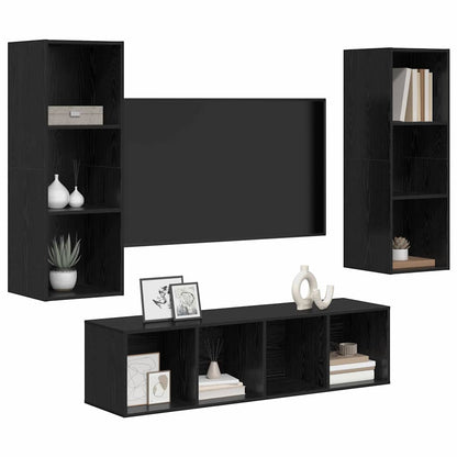 Set di mobili TV 3 pcs Rovere nero 37 x 37 x 142.5 cm