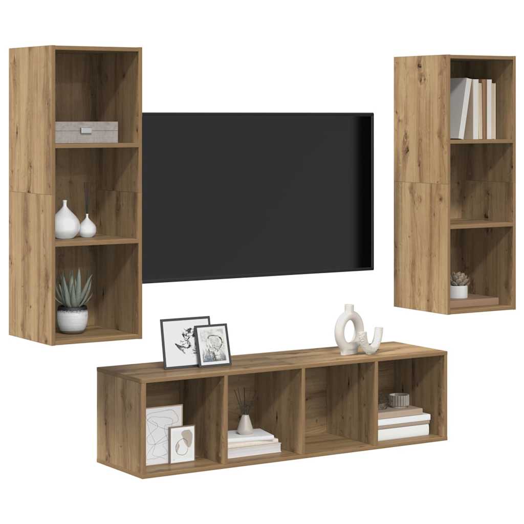 Set di mobili TV 3 pcs rovere artigianale 37 x 37 x 142.5 cm