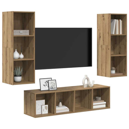Set di mobili TV 3 pcs rovere artigianale 37 x 37 x 142.5 cm