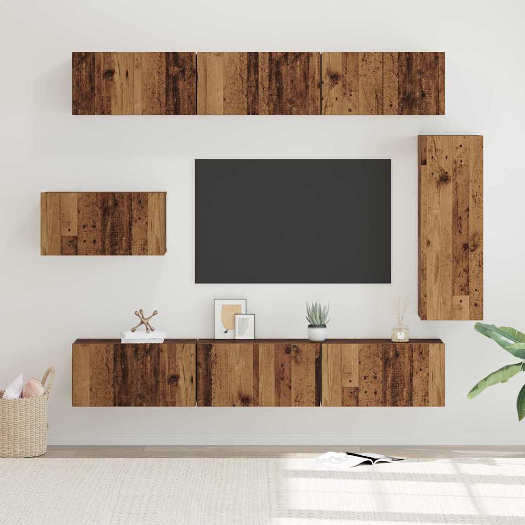 Set mobile TV 8 pcs Legno vecchio 30.5 x 30 x 90 cm