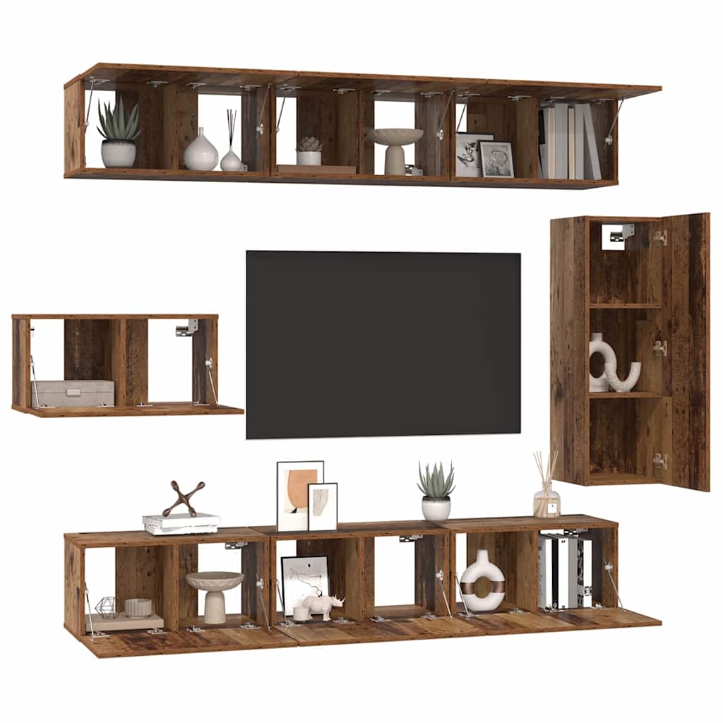 Set mobile TV 8 pcs Legno vecchio 30.5 x 30 x 90 cm
