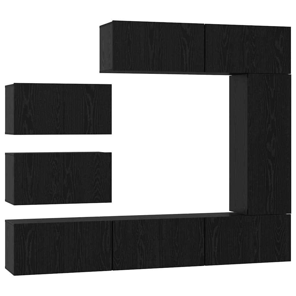 Set mobile TV 8 pcs Rovere nero 30.5 x 30 x 90 cm