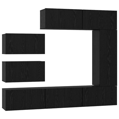 Set mobile TV 8 pcs Rovere nero 30.5 x 30 x 90 cm