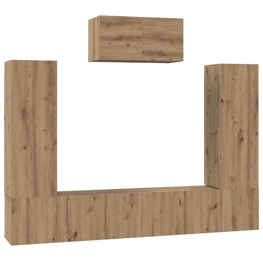 Set mobile TV 7 pz Rovere artigianale Legno ingegnerizzato | homemem39