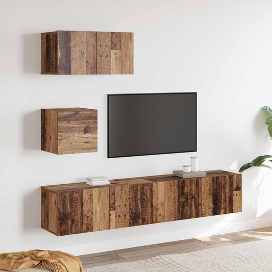 Mobile TV da Parete 4 pcs Legno vecchio 80 x 30 x 30.5 cm