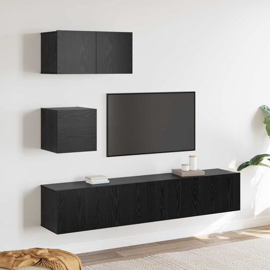 Set mobile TV 3 pcs Rovere Nero Legno multistrato