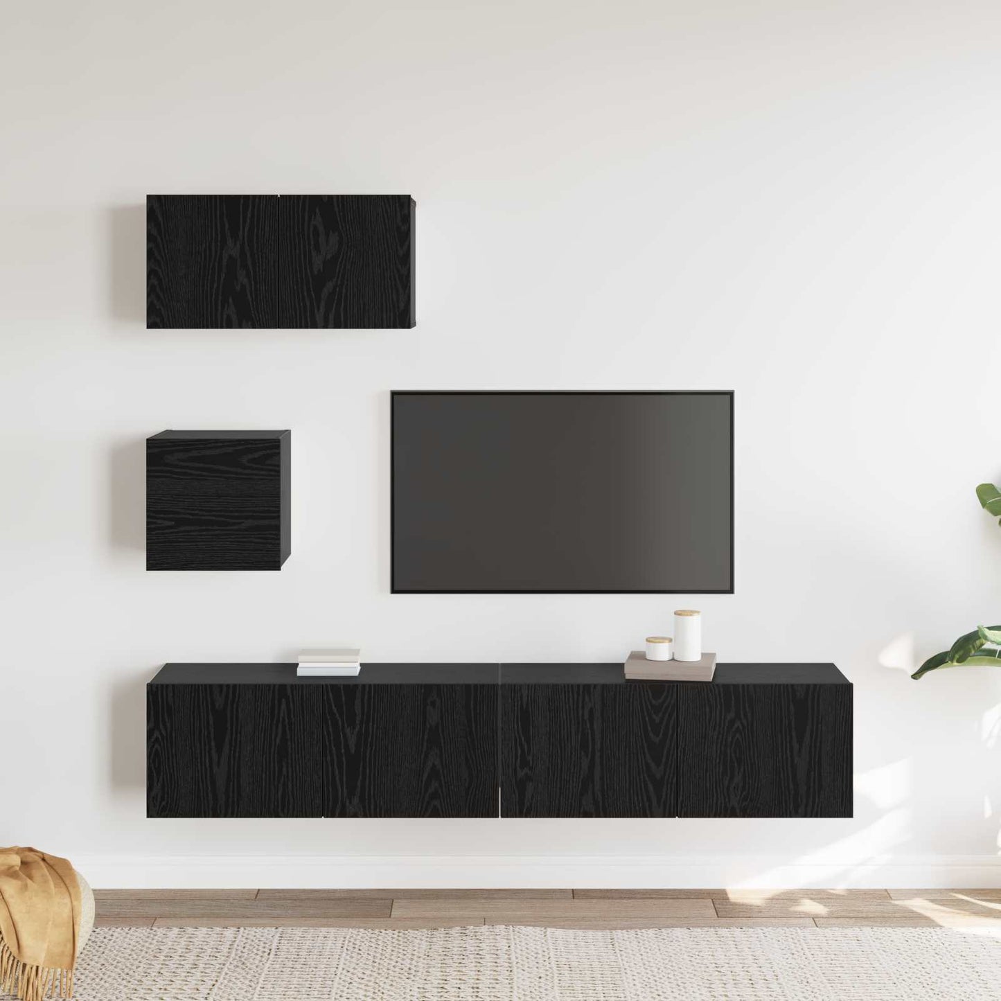 Mobile TV da Parete 4 pcs Rovere nero 80 x 30 x 30.5 cm
