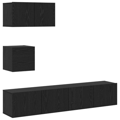 Mobile TV da Parete 4 pcs Rovere nero 80 x 30 x 30.5 cm