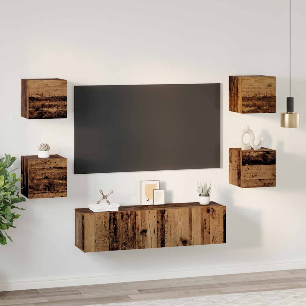 Set mobile TV 6 pcs Legno vecchio Media 120 x 30 x 30 cm
