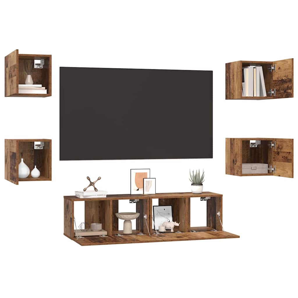 Set mobile TV 6 pcs Legno vecchio Media 120 x 30 x 30 cm