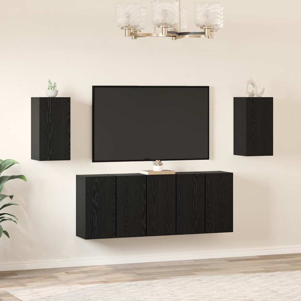 Set mobile TV 7 pcs Rovere nero 30.5 x 30 x 60 cm