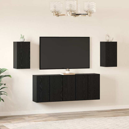 Set mobile TV 7 pcs Rovere nero 30.5 x 30 x 60 cm