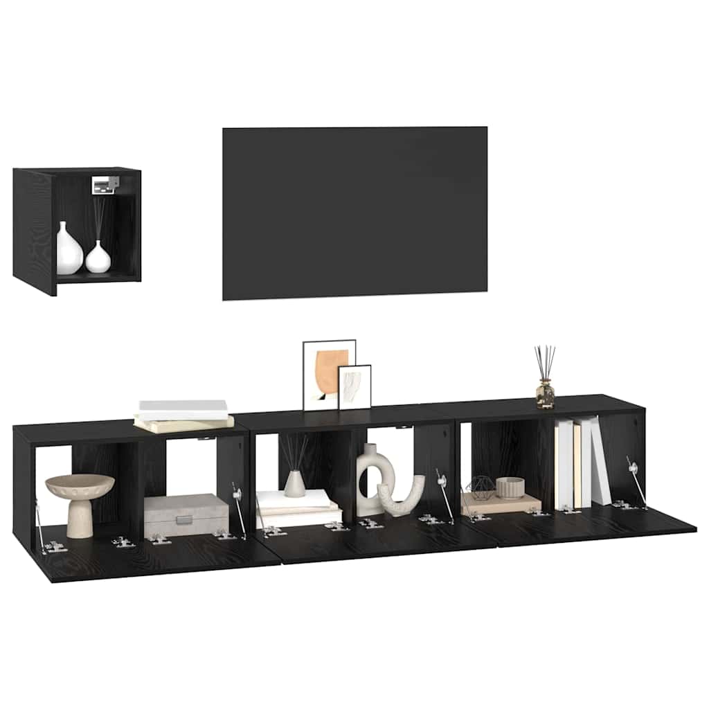 Set mobile TV 4 pcs Rovere nero 60 x 30 x 30 cm