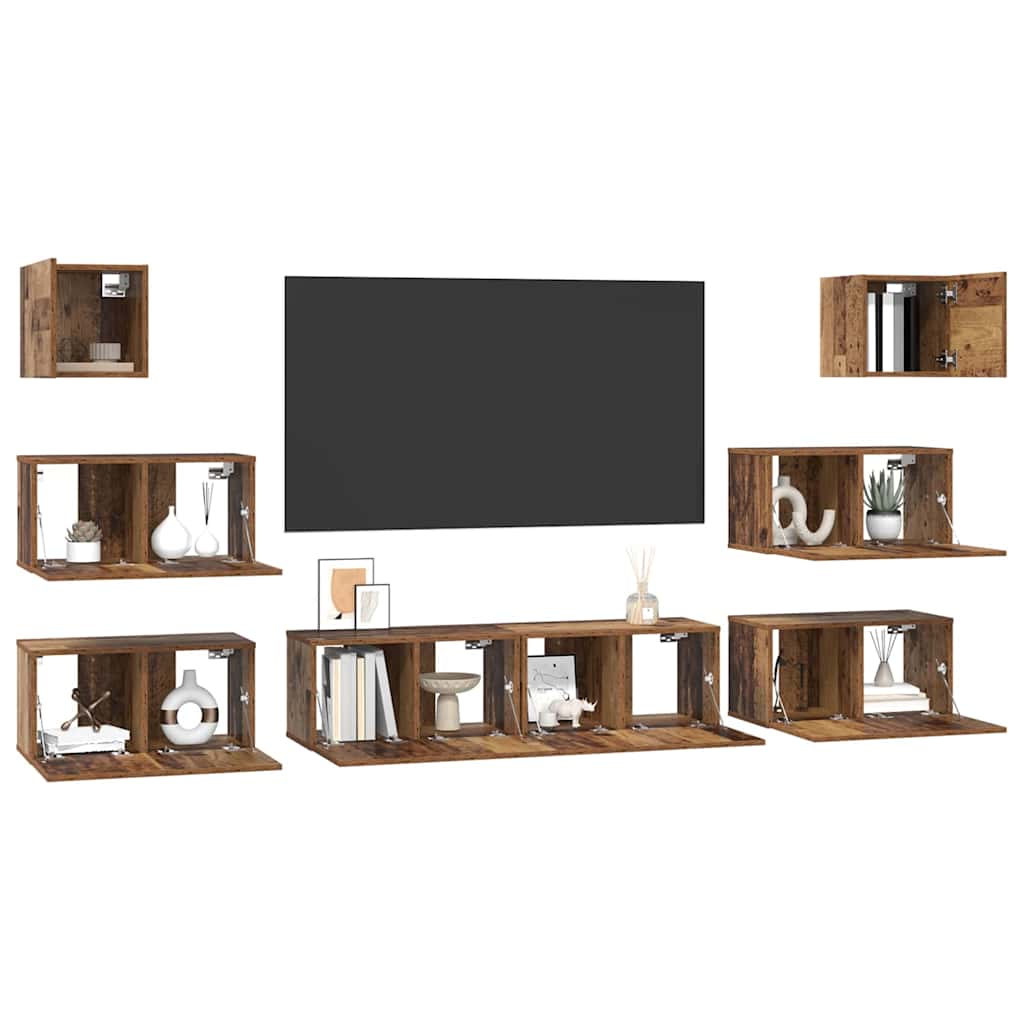 Set mobile TV 8 pcs Legno vecchio 60 x 30 x 30 cm