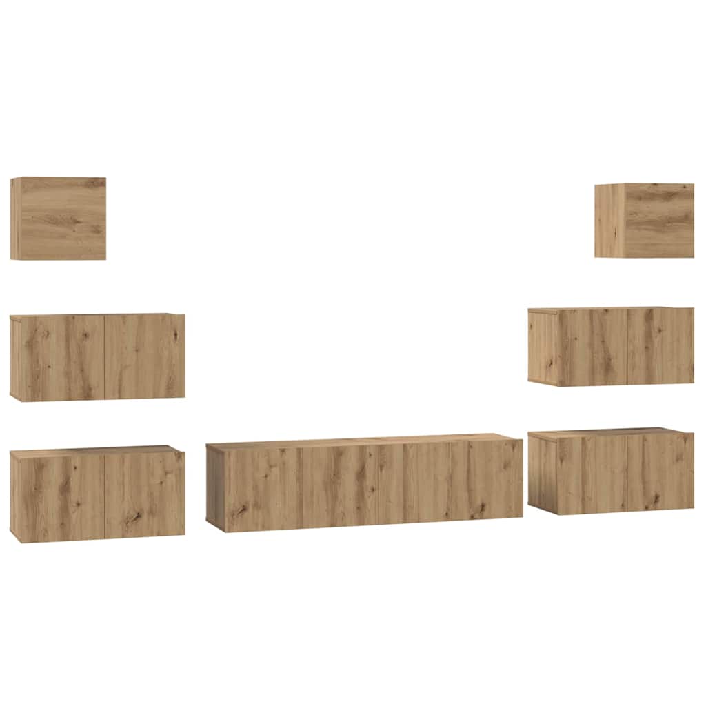 Set mobile TV 8 pz Rovere artigianale Legno ingegnerizzato